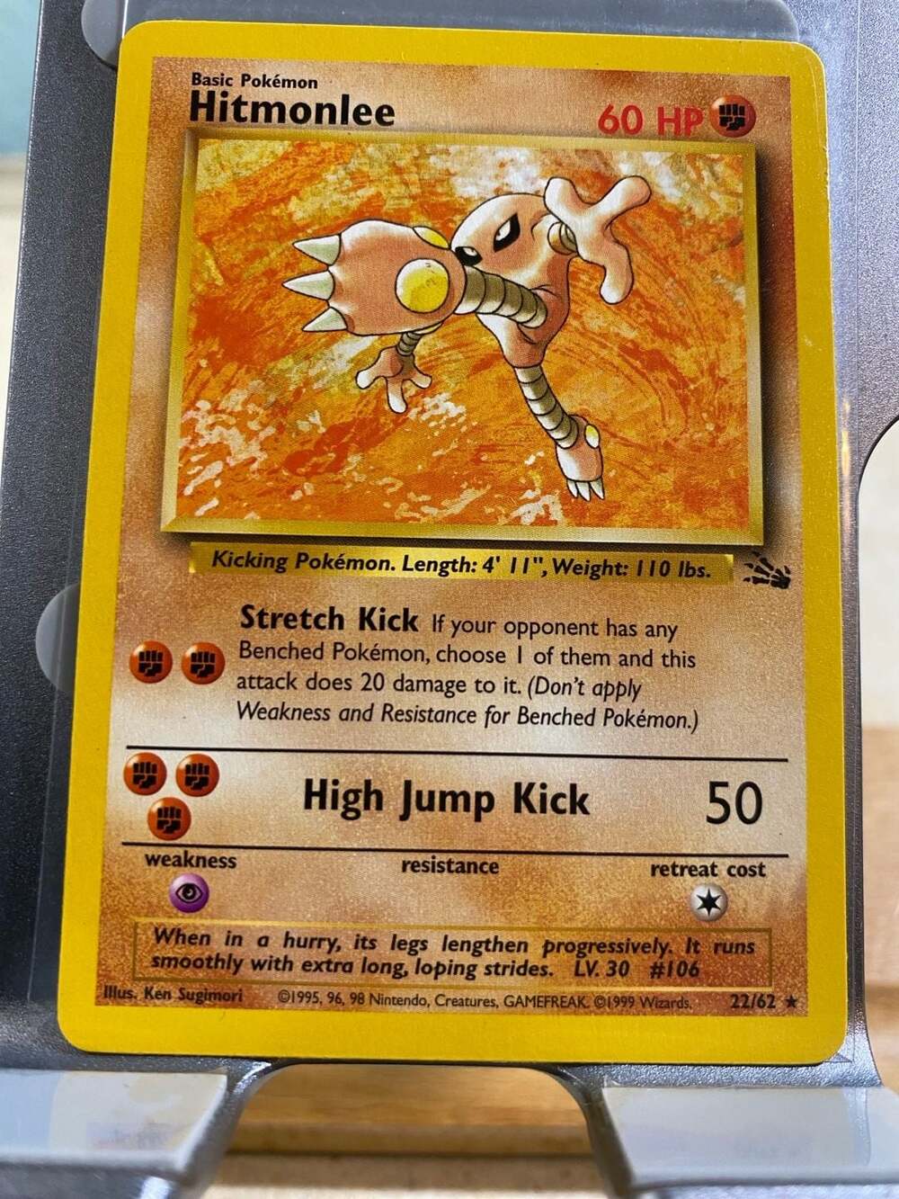 1999 Pokemon Fossil Set Hitmonlee Holo 22/62